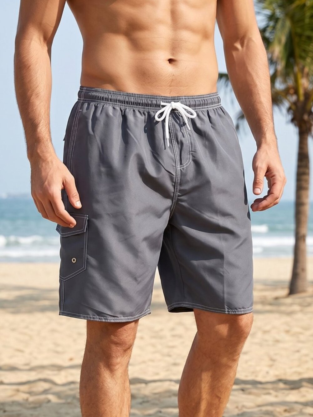 NWOT | Gray Performance Swim Trunks | Cargo Pocket | Size XXL